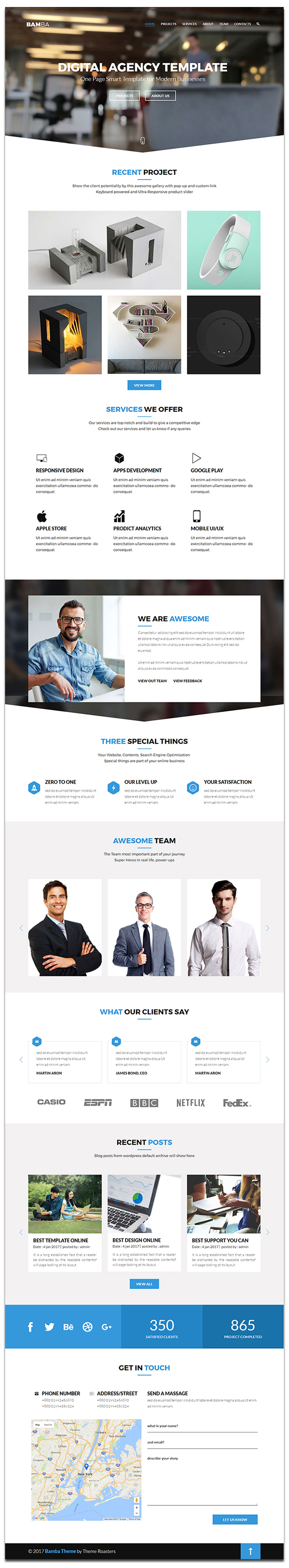Bamba - One Page Clean Responsive Business HTML5 Template